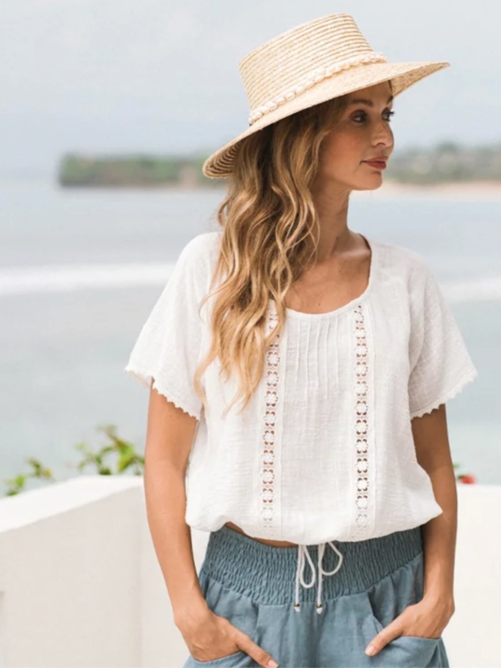 Nomad the Label, Daisy Cotton Blouse Ivory, size M/12